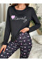Lovely Text Print Long Sleeve T-Shirt and Pyjama Set - 5