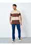 Men Beige Striped Knitted Boxy Fit T-Shirt - 2