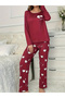 Heart Print Long Sleeve T-Shirt and Pyjama Set - 4