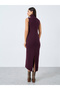 Purple Sleeveless Flat Knit Midi Dress - 5