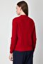 Stone-Trimmed Knit Sweater with Tulle Detailing at the Collar - 4