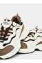 Women Brown Lace Up Chunky Sneakers - 5