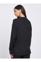 Black Ribbed Dropped Shoulder Knit Top with Slit - 4