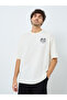 Men Cream Front and Back Print Oversized T-Shirt - 3