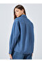 Women Blue Double Pocket Denim Loose Fit Shirt - 5
