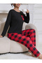 Pocket Detail Scoop Neck T-Shirt and Checked Pyjama Set - 3