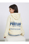 Teens Cream Graphic Print Hoodie