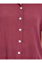 Burgundy Longline Shirt with Buttons - 3
