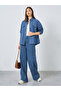 Women Blue Double Pocket Denim Loose Fit Shirt - 2