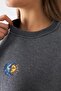 Women's Oversize Sweatshirt Sun & Moon Printed Smoked Melange – Crew Neck, 3 Thread Ribbed - 2