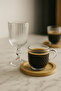 Norelle Set of 6 Striped Glass Coffee Side Cups – Stylish Footed Glass Cup Set 10 cm