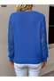    Women's Long Sleeve V Neck Sleeve Hollowed Out Diamond Pattern Detailed Knitwear Sweater - 4
