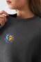 Women's Oversize Sweatshirt Sun & Moon Printed Smoked – Crew Neck, 3 Thread Ribbed - 2