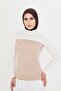 Cream Hijab Turtleneck Collar Sleeves Viscose Plain 1025_40 - 5