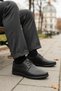 Black Genuine Leather Gel Sole Orthopedic Men's Casual Shoes 478 m