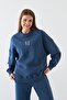 Women's Oversize Sweatshirt How Lucky Are We Printed Marine – Crew Neck, 3 Thread Rastering - 3