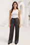 Women's Elastic Waist Wide Leg Satin Trousers - 4