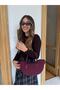 Oval Cut Nubuck Zipper Closure Hand and Shoulder Bag Burgundy - 3