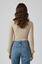 Women's Turtleneck Long Balloon Sleeve Snap-Front Bodysuit Blouse - 4
