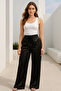 Women's Elastic Waist Wide Leg Satin Trousers - 3