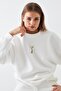 Women's Oversize Sweatshirt Martini Leopard Print White – Crew Neck, 3 Thread Ribbed