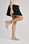 Women's Beige Suede Thermo Sole Zippered Heeled Boots - 4