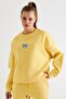 Women's Oversize Sweatshirt How Lucky Are We Printed Yellow – Crew Neck, 3 Thread Rastering - 2