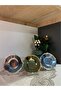 6 Pieces of Rose Stripe Patterned Metal Tea Plates