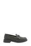 Black Leather Buckle Real Leather Women's Loafer