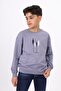 سويت شيرت رجالي باللون الرمادي الداكن من Relaxed Fit Crew Neck مطبوع - 2 Thread