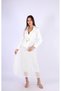White Jacket Detailed Belted Lace Skirt Dress