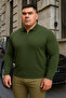 Men's Basic Plus Size Khaki Zippered Sweatshirt
