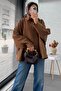 Premium Oversized Cashmere Poncho Coat - Tan - 6