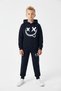 3 İplik Ş Fleece-Lined Winter Emoji Print Detailed Kangaroo Pocket K Hooded Boys' Tracksuit Set - 2