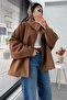 Premium Oversized Cashmere Poncho Coat - Tan - 4