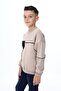 Beige Boy's Relax Fit Crew Neck Piece Printed Sweatshirt - Pocket Detail & 2 Threads - 4