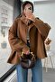 Premium Oversized Cashmere Poncho Coat - Tan - 2