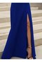 Women's Long Sleeve Madonna Collar Slit Detail Long Imported Crepe Dress - 3