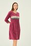 Embroidery And Lace Detailed Cotton Velvet Dress With Zipper Pockets - 3