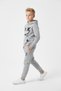 3 İplik Ş Fleece-Lined Winter Emoji Print Detailed Kangaroo Pocket K Hooded Boys' Tracksuit Set - 3