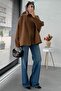 Premium Oversized Cashmere Poncho Coat - Tan - 8