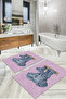 Digital Printed Washable and Non-Slip Based Elephant Patterned Bath Mat Toilet Set - 5