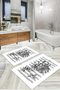 Digital Printed Washable and Non-Slip Floral Butterfly Figured Bath Mat Toilet Set - 5