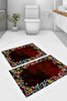 Digital Printed Washable and Non-Slip Based Floral Model Bath Mat Toilet Set - 2