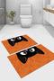 Digital Printed Washable and Non-Slip Based Cat Patterned Bath Mat Toilet Set - 2