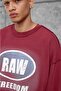سويت شيرت رجالي RAW أحمر اللون بمقاس كبير وياقة دائرية مطبوعة بثلاثة خيوط بدون زخارف - 6
