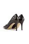 Stiletto Black Patent Leather - Medium Thin Heel, V Mouth Low-Cut Women's Shoes - 4