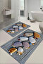 Digital Printed Washable and Non-Slip Based Footprint Patterned Bath Mat Toilet Set - 3