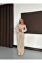 Women's Beige Thick Corded Fabric Madonna Collar Spanish Sleeve & Leg Bottom-Top Set - 6