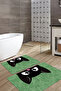 Digital Printed Washable and Non-Slip Based Cat Patterned Bath Mat Toilet Set - 4